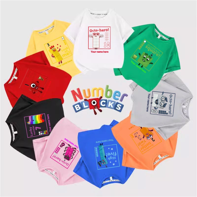 Digital Building Blocks T-Shirt Numberblocks Children'S Clothes Boys And Girls Digital Pattern Short Sleeve Suit Summer 1-10 - Image 2